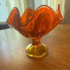 Elegant Orange Glass Art Bowl